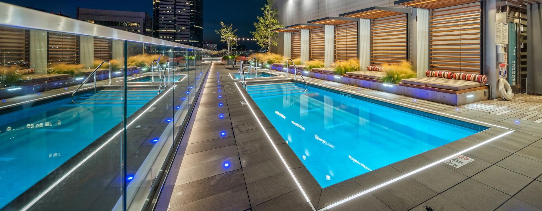 a swimming pool on a rooftop